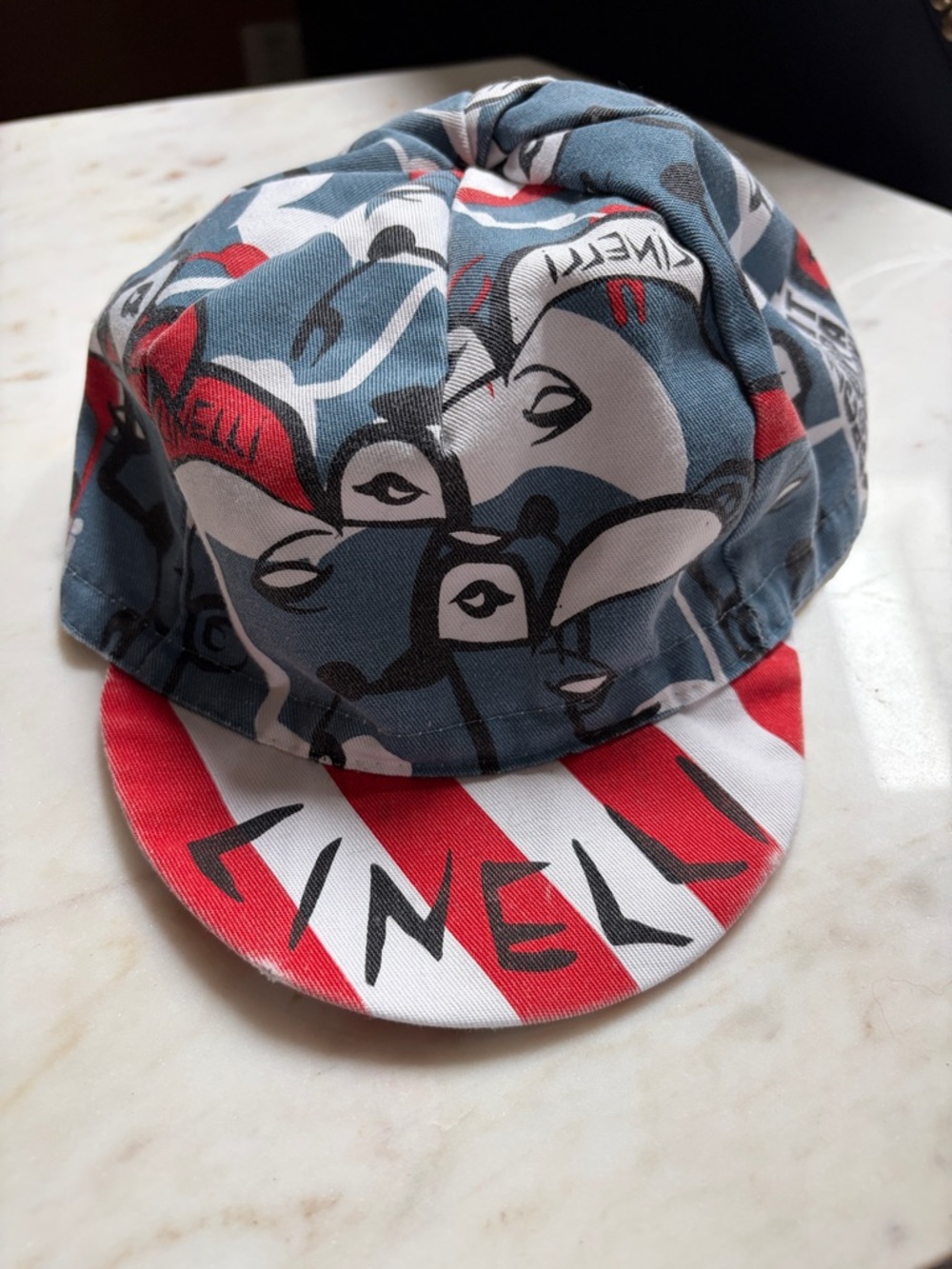 CINELLI Vintage Italian Blue & Red Graphic Cycling Cap